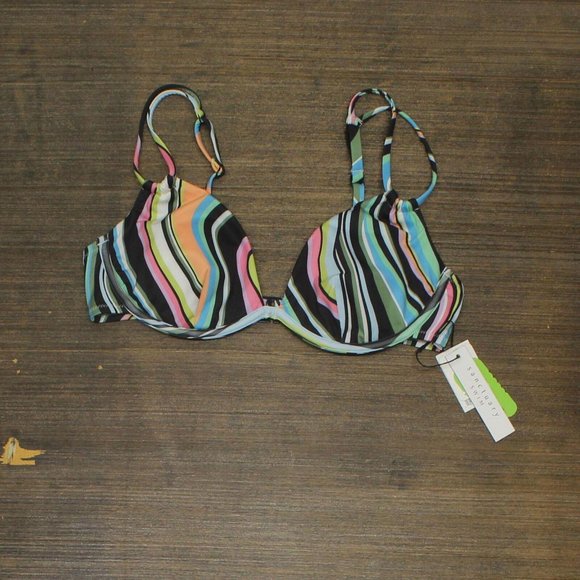 NWT Sanctuary Wavy Double-Strap Bikini Top SAWB22304-980 L Multicolor - Picture 3 of 5
